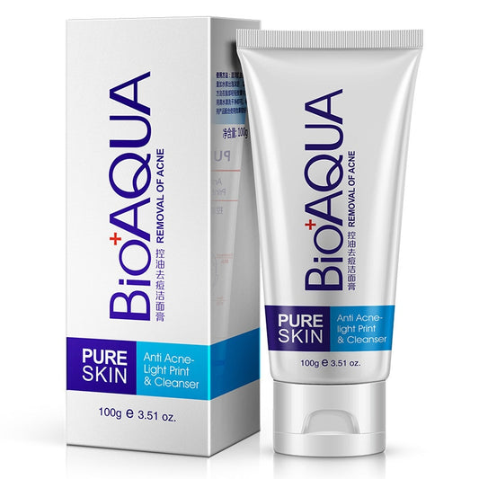 Bioaqua Acne Treatment Facial Cleanser Black Head Remove Oil-Control Deep Cleansing Foam Shrink Pores 100g