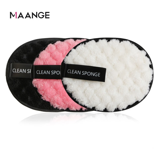 MAANGE Soft Fiber Makeup Remover Puff Facial Wash Puff Double Sided Makeup Sponge Easy to Use Beauty Make Up Remover Tools