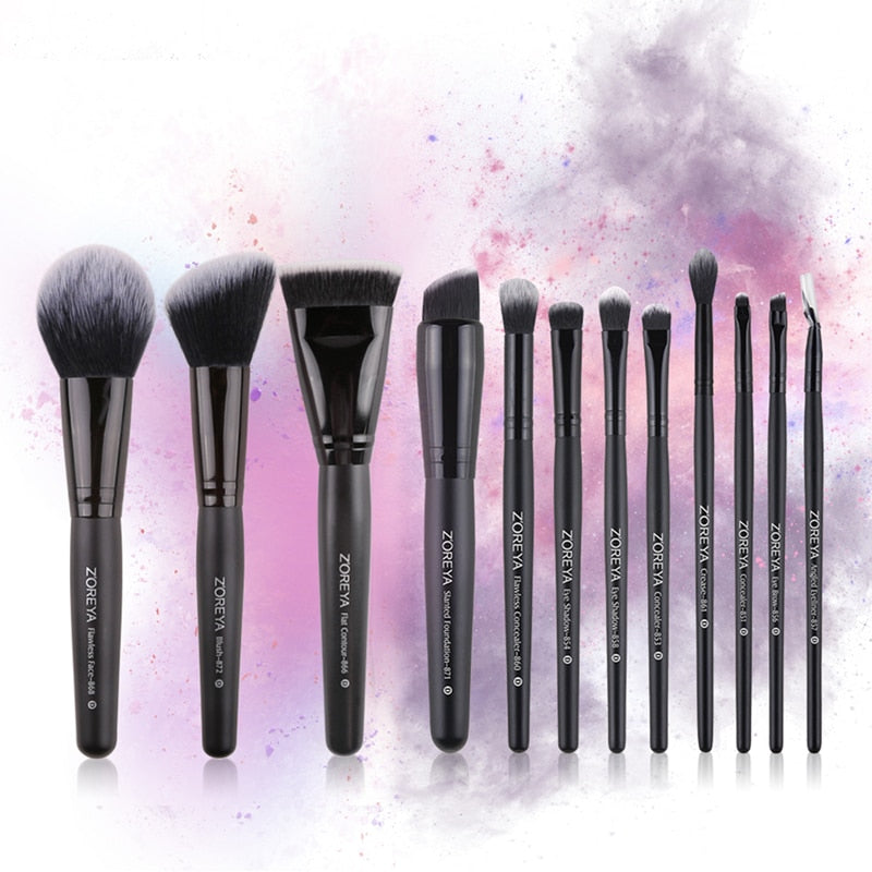 ZOREYA 12pc Professional Makeup Brushes Set Foundation Powder Eyeshadow Eyebrow Brush Kit