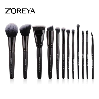 ZOREYA 15pcs Makeup Brushes Set Woode Foundation Blush Natural Soft Eyeshadow Professional Cosmetic Brush Make Up Eyelash Tools