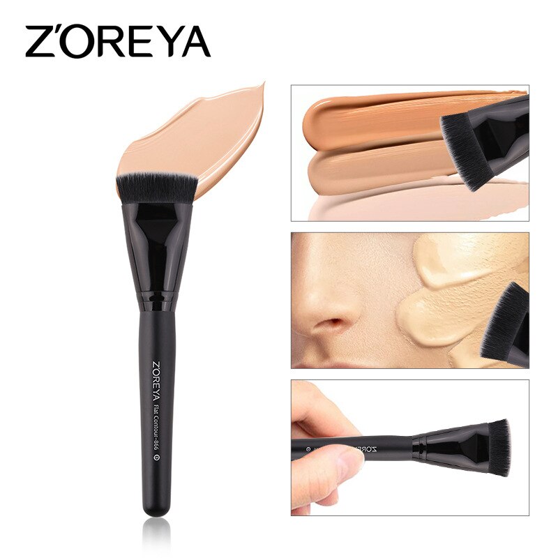 Hot Selling Zoreya Artificial Fiber Beauty Tool Black Wood Handle Makeup Brush Powder Foundation Brush Cosmetic Gift for Women