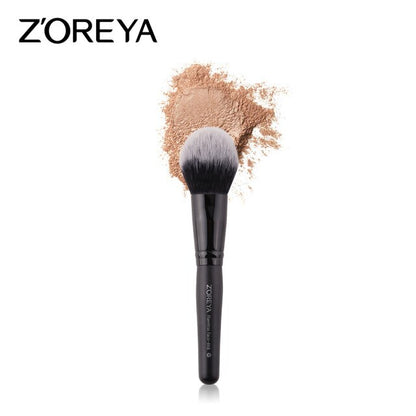 Hot Selling ZOREYA White Head Black Background Artificial Fiber Powder Brush Black Wooden Handle Makeup Cosmetic Gift for Women