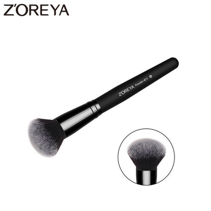 ZOREYA Premium Black Round Powder Brush High Quality Synthetic Hair, Soft Face Contour Makeup